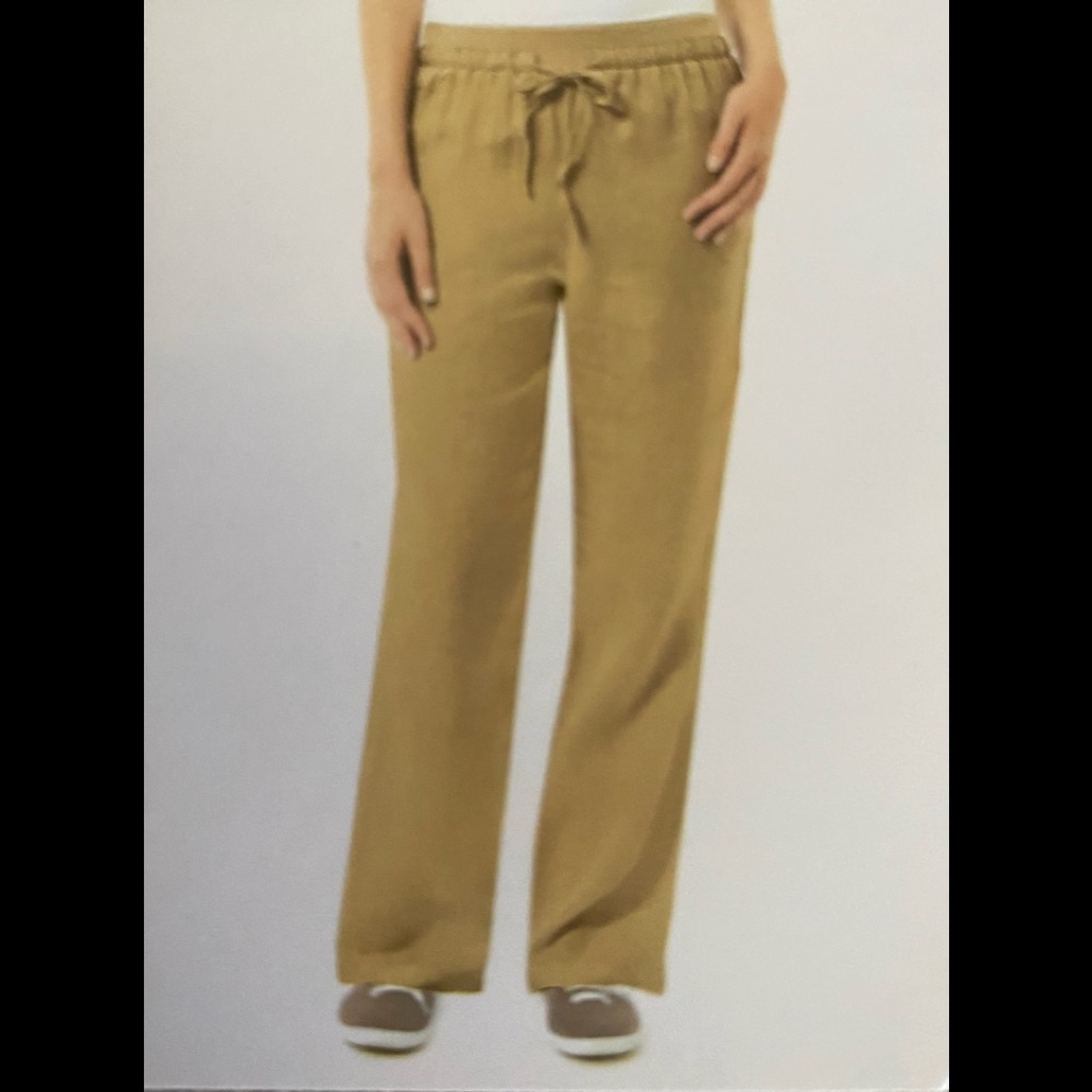 Ellen Tracy Company drawstring Linen pants in flax size L NWT